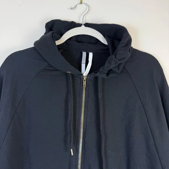 Ideology Womens Black Hooded Cape Jacket sz S/M Casual Outdoor Winter Zip Up - Picture 3 of 12